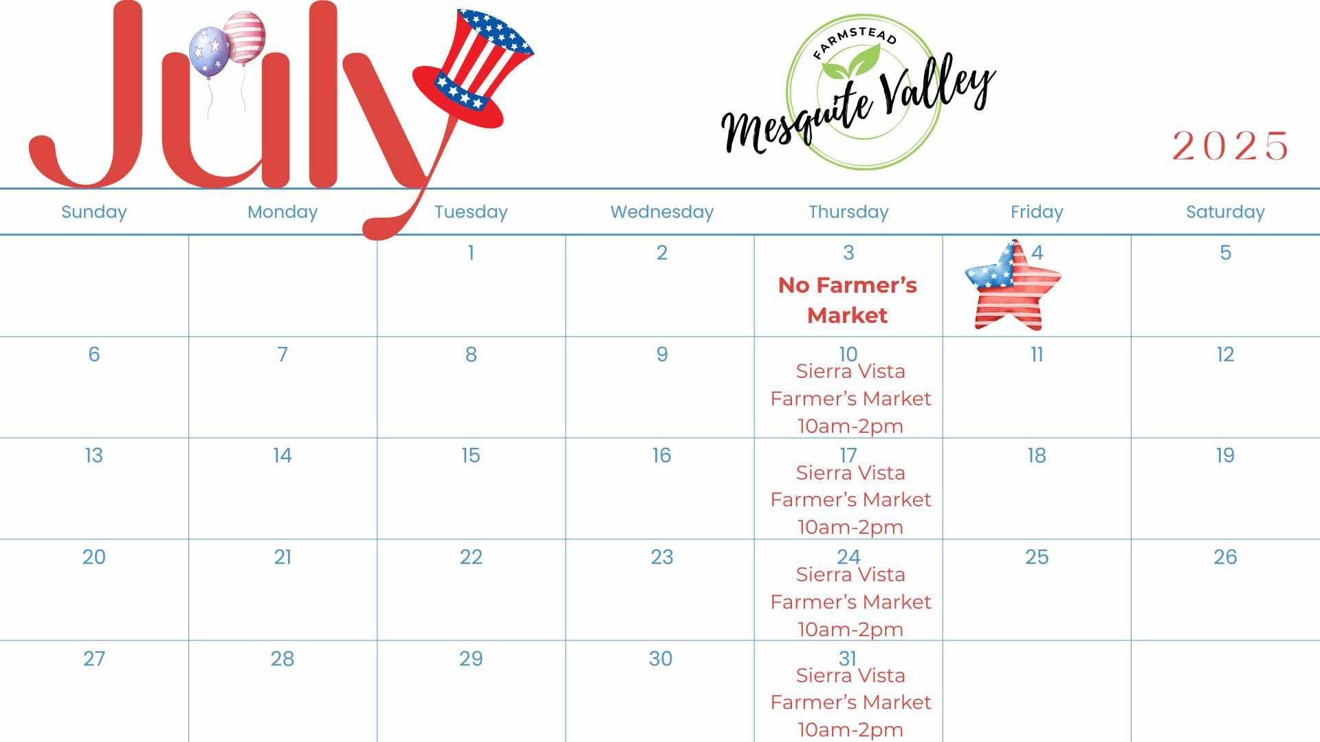2025 - 1 Calendar showing where you will find us in April 2025